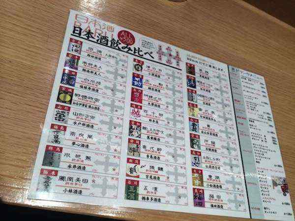 「東京米バル　竹若」グランルーフ店。25種類のこだわりの日本酒が1杯500円で。日本酒好きに一度は訪れてほしいお店。